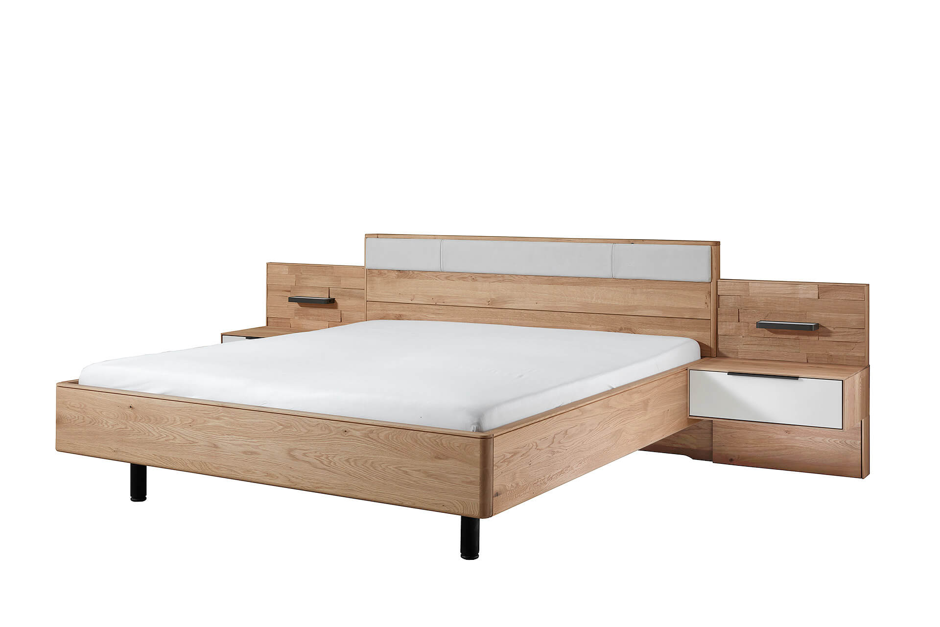 Bett mit Konsolen Wildeiche akzent creme wsm 2800 wöstmann