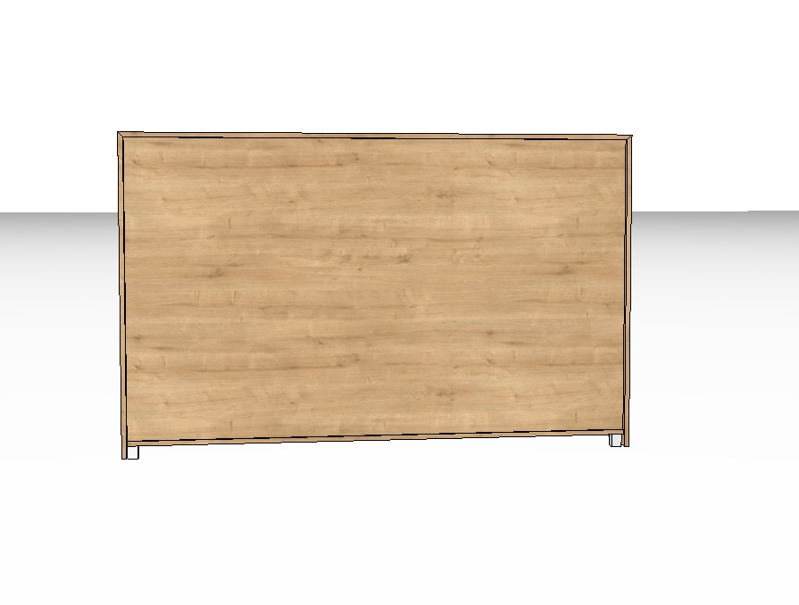 Rückansicht eines braunen Highboards vor weißem Hintergrund