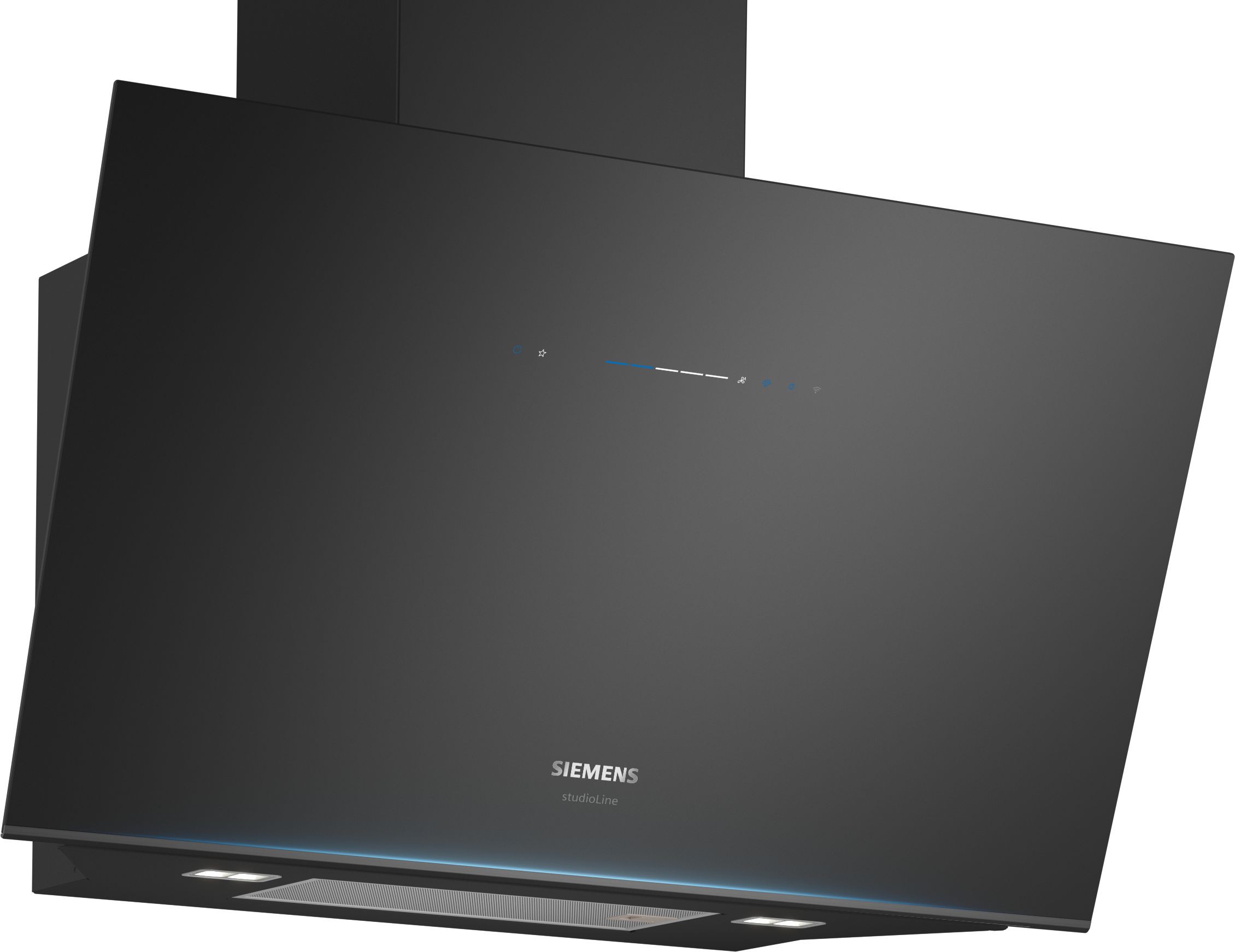 Schwarze Siemens Dunstabzugshaube in modernem Design mit Touch-Bedienung